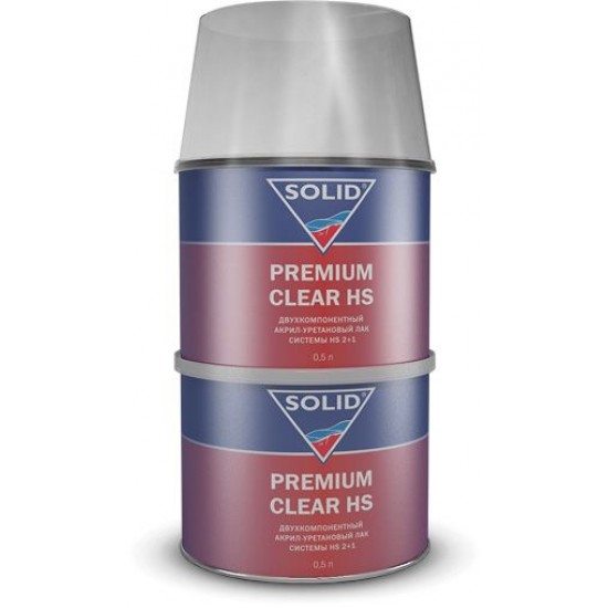 SOLID PREMIUM CLEAR Акрил-уретановый с повышенным сухим остатком НS 2+1 0,5 л + отвердитель 0,25л